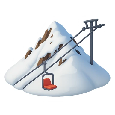 Add a ski lift on one side of the snow-covered hill emoji. Keep the background transparent. The style should match the original snow-covered hill emoji's look. sticker