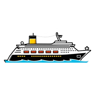 cruise ship, cartoon sticker style sticker