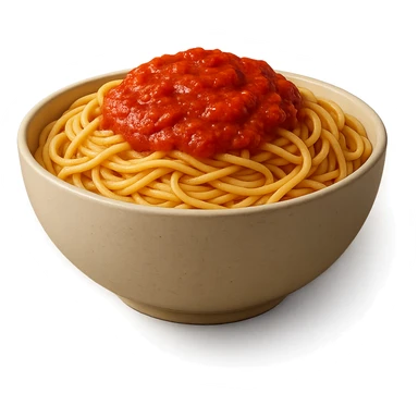 bowl di pasta al sugo vista frontalmente, iperrealistico 4k sticker