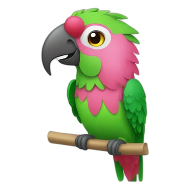 A green and pink parrot sticker