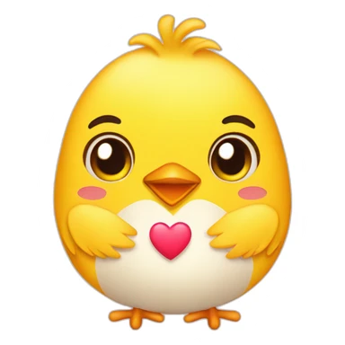 Chick with heart sticker