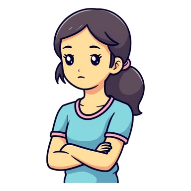 girl with arms crossed face looking away sticker