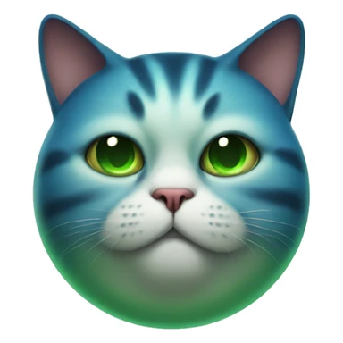 A fat cat with eyes, one blue and the other green, what magic sticker