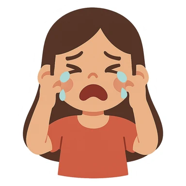 flat toon style girl crying sticker