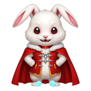Vampire animal, bunny'  in red collar cloak, fangs sticker