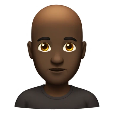 dark-skinned, with honey-colored eyes, bald, little beard and a little overweight sticker