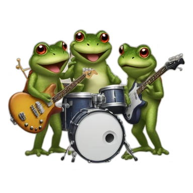 Three toad playing electric guitar bass and drumset sticker