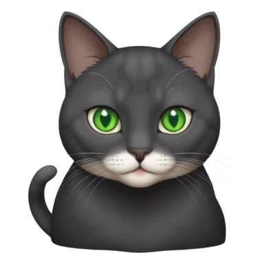 full body view of beautiful female dark grey cat with green eyes, white toes and white patch on chest sticker