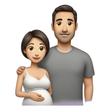 Pregnant wife have dark brown haircut and husband clean-shaven sticker