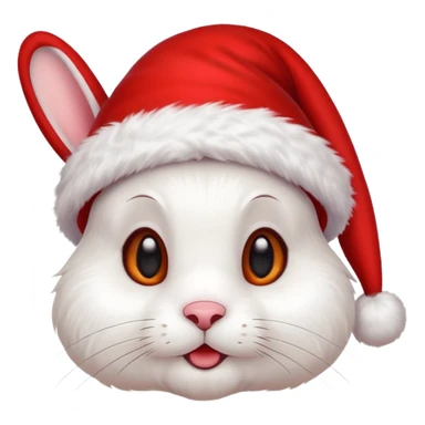 white rabbit with ears in a christmas hat sticker