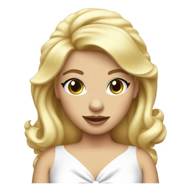 coquette blonde with bow on hair and white ress sticker