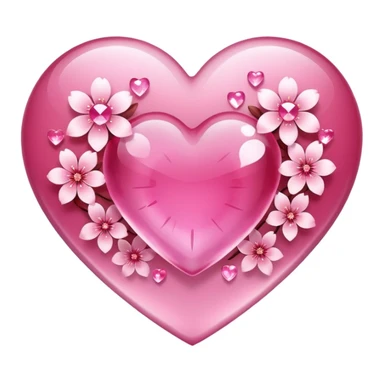 heart with sakura and crystal effect sticker