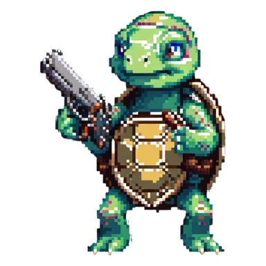 turtle with a gun sticker