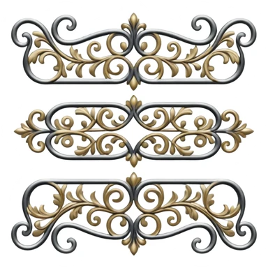 Black and silver filigree page divider, 3D, extremely detailed design sticker