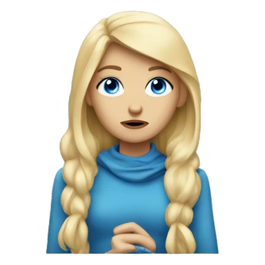 frowning blonde girl with blue eyes sticker
