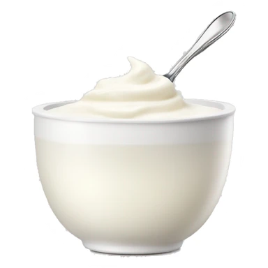 white bowl with vanilla yogurt and a spoon inside the yogurt sticker