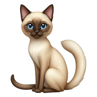 cinematic-[siamese cat]-realistic-full-body-sitting-emoji,-tail-curled-playfully-around-its-paws,-head-tilted-dramatically,-fluffy-[siamese]-fur,-simplified-yet-realistic-focused-features,-highly-detailed,-glowing-with-an-almost-sarcastic-glow sticker
