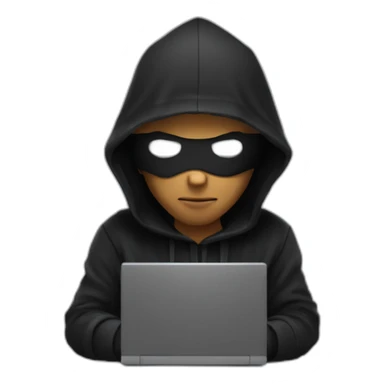 Cool Developer with a black hood behind his computer and focus on his code  sticker