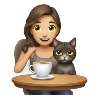 Girl with two cats and a cup of coffee sticker