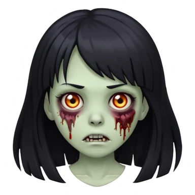 zombie girl with bangs and long hair black sticker