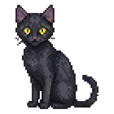 small black cat with yellow eyes sticker