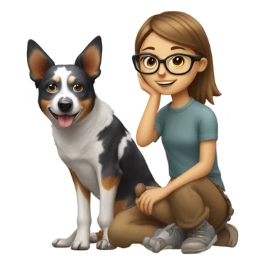 Girl with Australia cattle dog and glasses sticker
