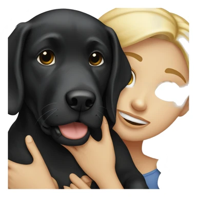 A blond hair girl hugging her black labrador  sticker