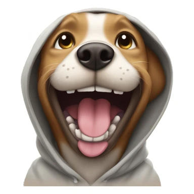Dog laughing in hoodie sticker