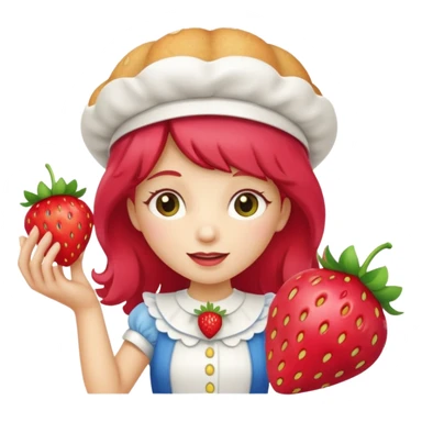Vintage cartoon character strawberry shortcake hold a strawberry sticker