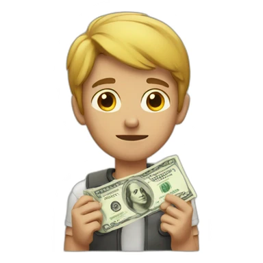 young man wanting money sticker