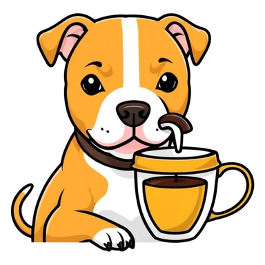 Pitbull stinking a coffee sticker