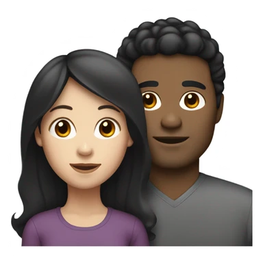 Couple, white woman, brown man with black hair, mixed race daughter with black hai sticker