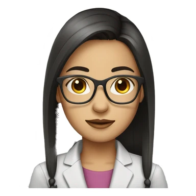 Girl with glasses and office tag. With straight dark hair and IT professional  sticker