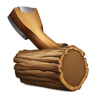 wood log with an axe stuck in the top of it sticker