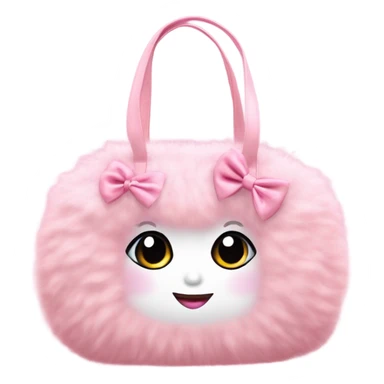 Fluffy pink coquette tote bag with bow on handle  sticker