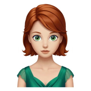 Auburn hair woman blue eyes wearing green dress sticker