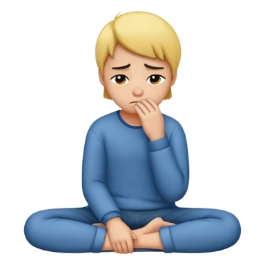 A person sitting with sad feeling sticker