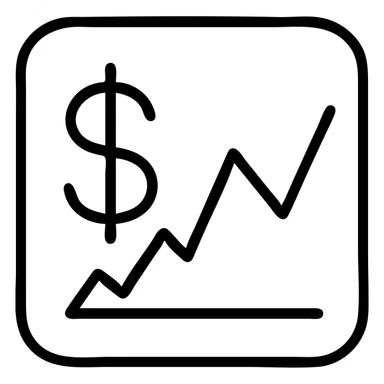 minimalist expense tracker icon with simple dollar sign and line graph sticker