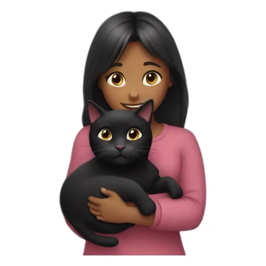 Girl hug black cat sticker