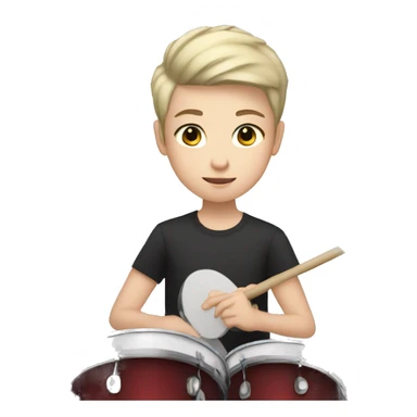 teenager with white skin and short hair playing drums sticker