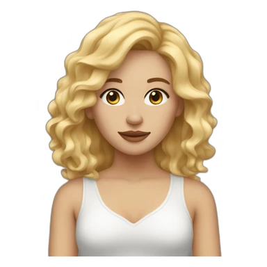 Waking up bleary-eyed female with mid length wavy blonde hair  sticker
