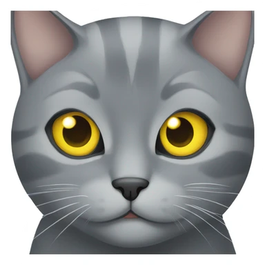 A grey cat with yellow eyes sticker