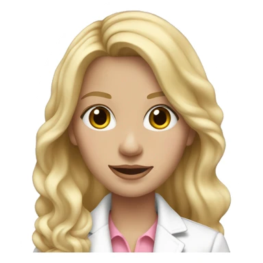 blonde girl long wavy hair, wearing white blouse and jeans and pink blazer and white sneakers sticker
