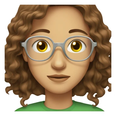 Long brown hair 30 year old with green eyes in clear octagonal frames sticker