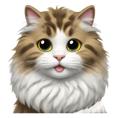 Cat black white fluffy sticker