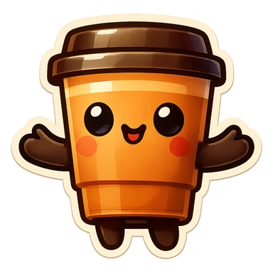 Tall coffee cup, offerring hug sticker