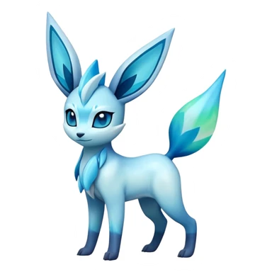 Colorful Iridescent Exotic Amaura-Aurorus-Glaceon-Fakémon-hybrid-creature (full body)  sticker