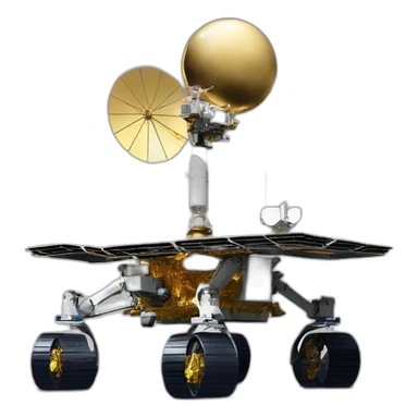 Yutu rover, four-wheeled, small golden Satellite Antenna and two robotic Arms equiped sticker