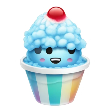 shaved ice in a cup with a syrup on sticker