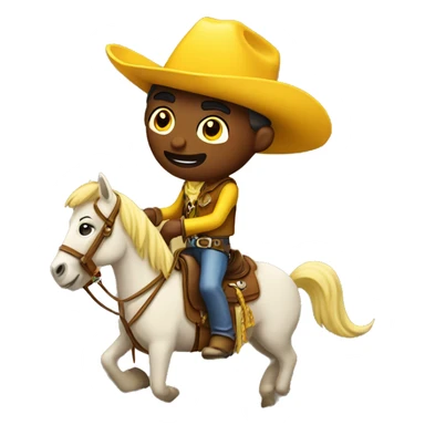 yellow cowboy on horse sticker